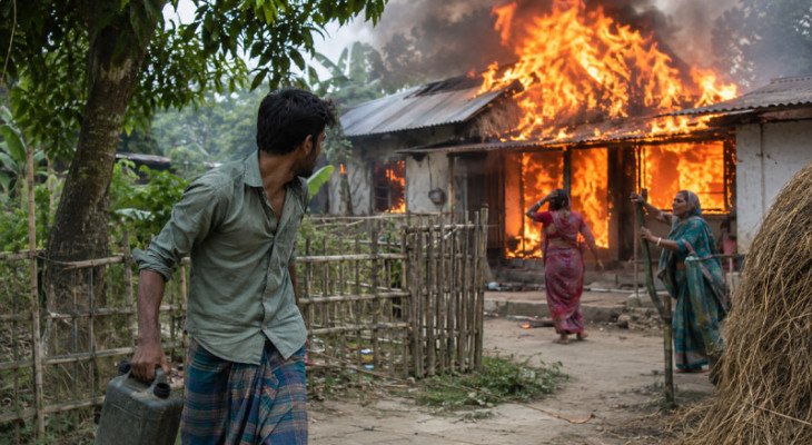 স্ত্রীর সঙ্গে ঝগড়ার জেরে শ্বশুরবাড়িতে আগুন দিলেন জামাতা, দগ্ধ স্ত্রীসহ ৩